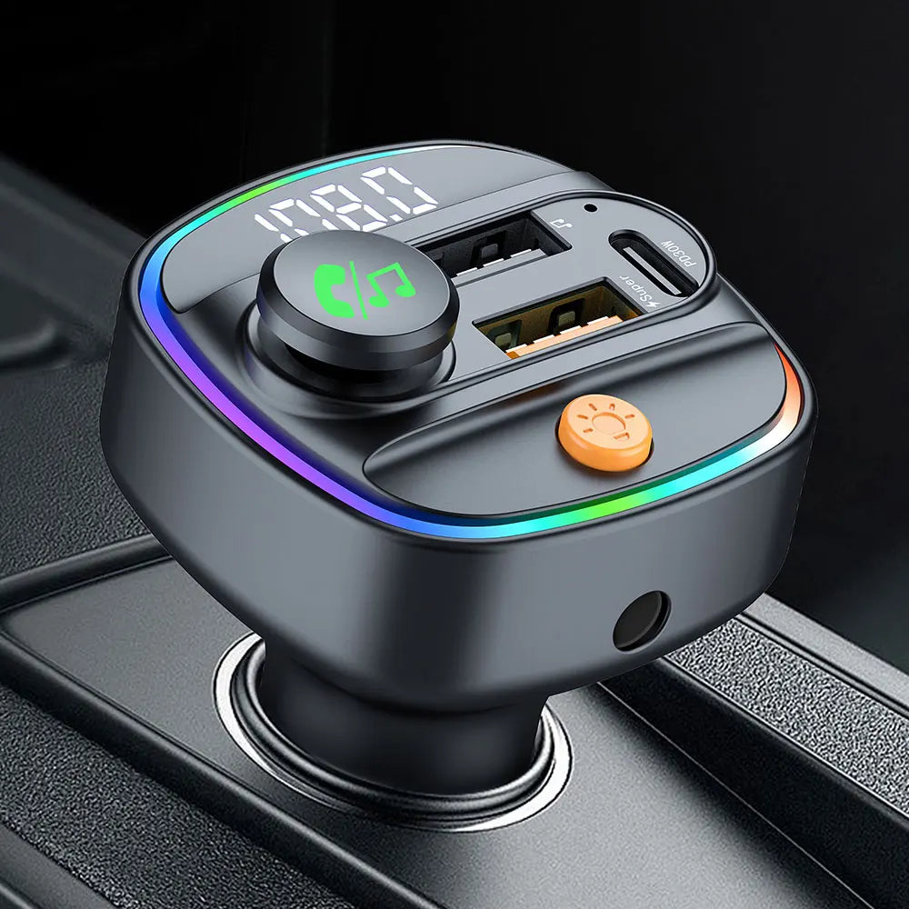 Bluetooth 5.4 FM Transmitter Handsfree Car AUX Radio Modulator MP3 Player with 22.5W & PD30W Fast Charge Adapter Car Accessories